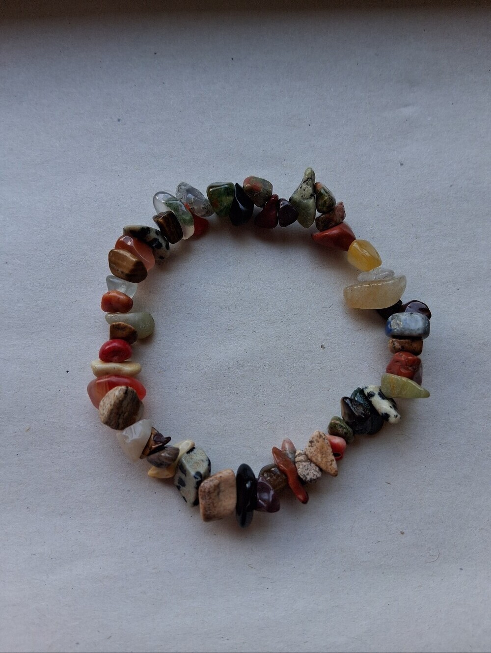 Hand Crafted Multicolor Stone Chip Bracelet with Earth Tones
